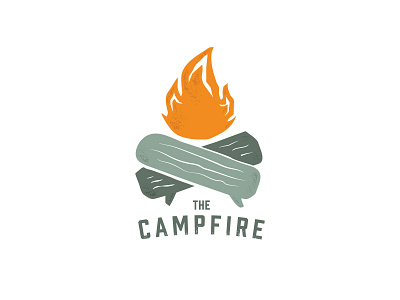 The Campfire Logo Design branding camp camping chat design fire fireside flame illustration logo texture