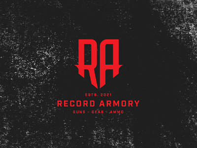 Record Armory a badge branding guns logo r ra texas texture typography