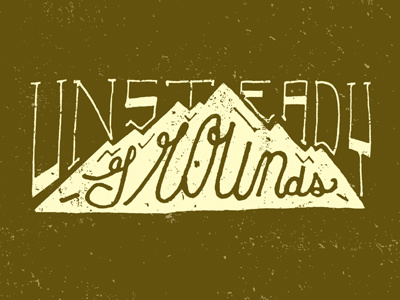 Unsteady Grounds cream hand hand drawn hand type illustration mountain olive texture type typography