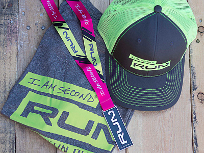 Rebrand For the I Am Second Run branding hat medal rebrand run shirt swag