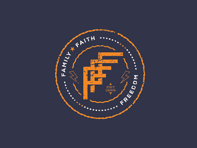 Faith, Family, & Freedom badge dallas designer f faith family fff freedom monogram patch texture