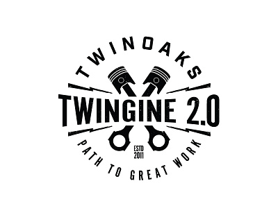 Twingine Logo badge design illustration logo patch texture type typography