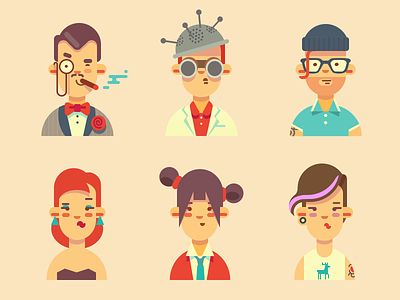 Guys part 2 avatars characters guy hipster icon illustration people user vector