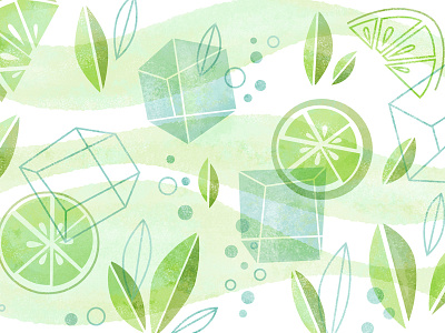 Mojito Pattern alcohol drink ice illustration leaves mint mojito pattern