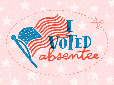 I Voted Absentee absentee election flag illustration lettering sticker usa vote