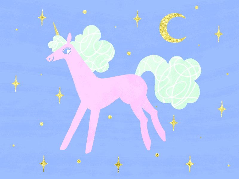 Stardust Unicorn animation celestial fantasy girl horse running magic party unicorn