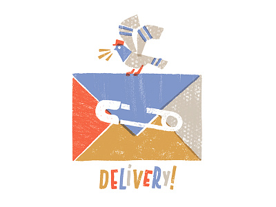 Delivery! baby diaper illustration lettering mail pigeon stork
