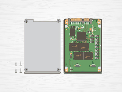 SSD Card flat illustration ssd tech