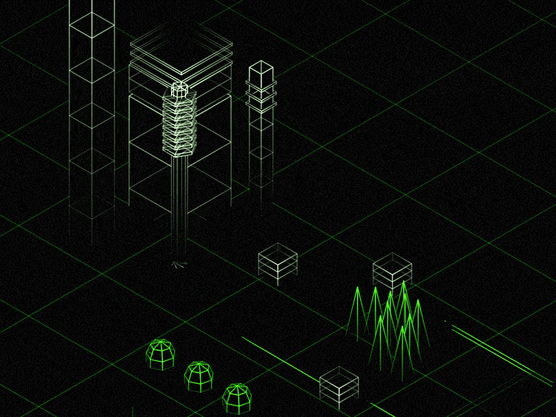 Network City animation c4d isometric wireframe