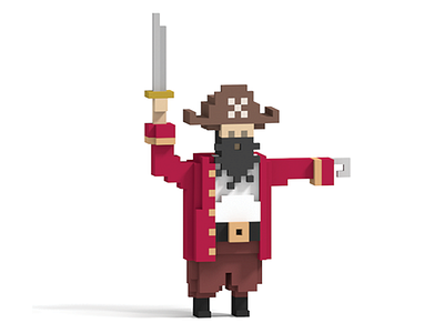 3D Pixel Pirate Captain