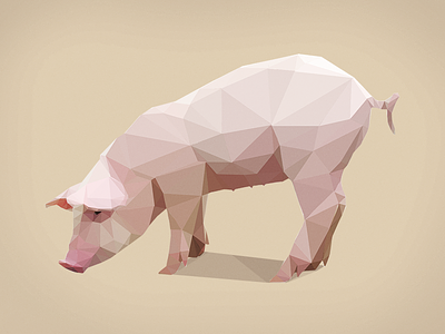 Poly Pig graphic isometric low poly poly