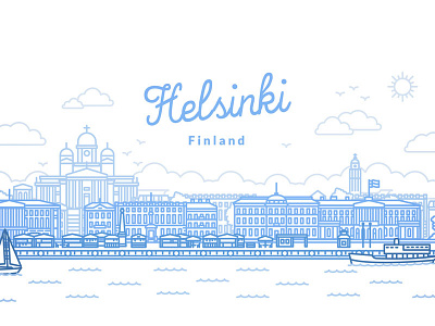 Helsinki. finland helsinki illustration line mono weight travel