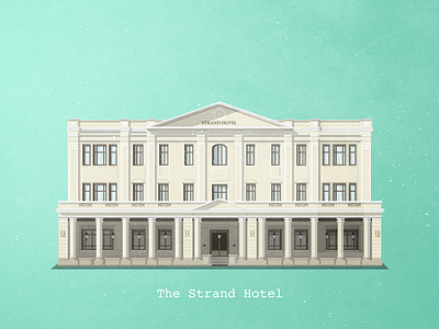 The Strand Hotel architecture asia building colonial heritage hotel illustration line myanmar shadow strand yangon