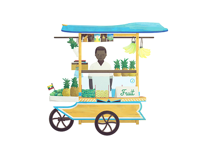 Fruit Cart in Yangon asia banana cart design fruit illustration myanmar pineapple travel yangon