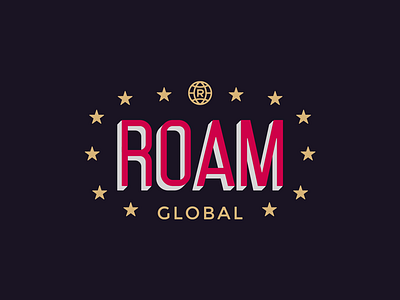 Roam Global badge clothing globe logo mark star trademark typography