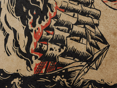 6'10" album design sketch 4 610 clipper ship fire folk music