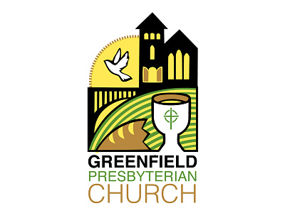 Greenfield Presbyterian Church logo bridge church communion design dove grenfield logo minimalist presbyterian simple