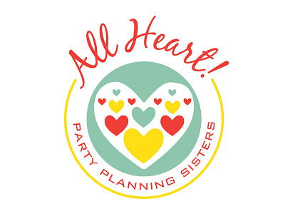 All Heart! logo design all badge design heart logo minimalism party planning simple sisters