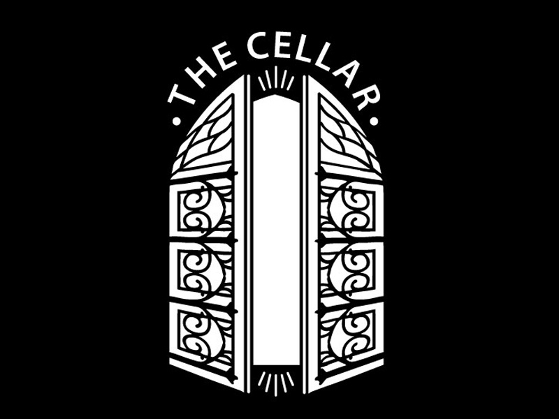 The Cellar logo design cellar cafe logo design simple minimalist black white doors
