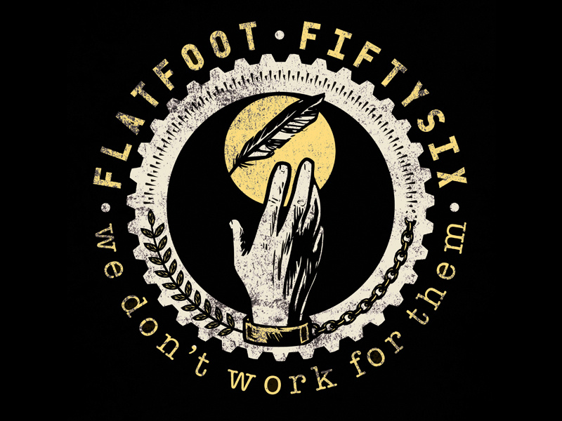 Flat Foot 56 - work for them flatfoot56 work illustration graphic design celtic punk badge hand feather gear
