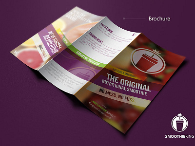 TriFold Brochure brochure corporate identity image king logo print purple rebrand redesign smoothie trifold
