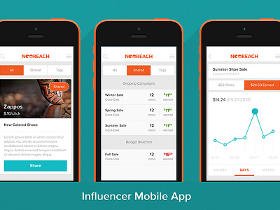 NeoReach Mobile App advertiser app design influencer ios marketing mobile neoreach publisher ui ux