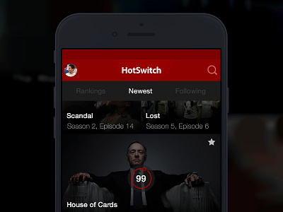 HotSwitch TV Rankings app invision invisionapp ios iphone mobile rankings shows television ui ux