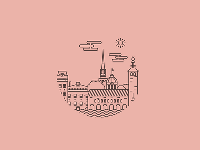 Stockholm illustration line illustration pink stockholm sweden