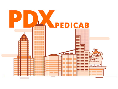 PDXpedicab cityscape line art