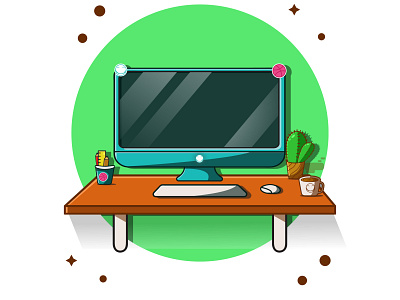 boou computer is done 👽 ai animation branding design flat green icon illustration illustrator logo