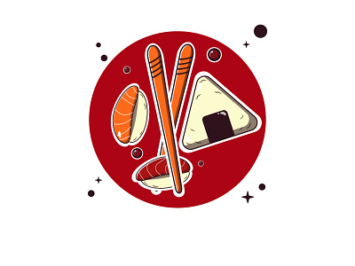 Itadakimasu 🥢🍣 animation cartoon cartoon character design food food illustration icon illustration illustrator logo sushi sushi logo sushi roll