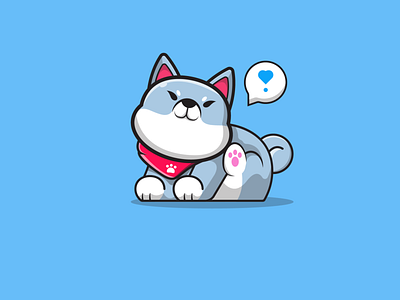 Blue Hachiko 💙🐶 animal animals animation cartoon cartoon character cute dog design dog icon illustration