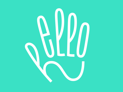 Hello design flat graphic greeting hand hello lettering minimalist simple typography wave