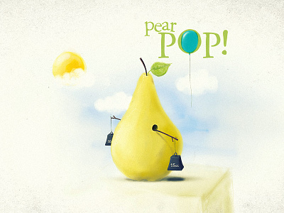 Pear Pop balloon clouds fruit illustration leaf pear photoshop sky sun weights wood