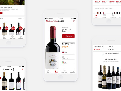 (Evino) IOS app card case e commerce evino grid minimalist project redesign store storefront white wine