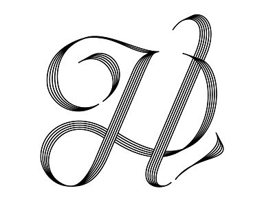 H calligraphy lettering lines