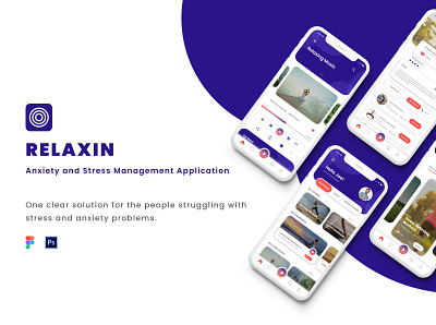 Relaxin - Anxiety and Stress Management Application android calm figma fitness interaction design ios meditation mobilephone ui ui design ux ux design