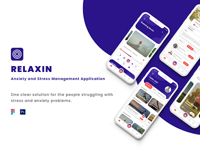 Relaxin - Anxiety and Stress Management Application android calm figma fitness interaction design ios meditation mobilephone ui ui design ux ux design