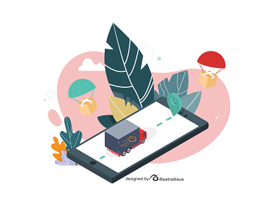 Delivery Concept with Smartphone Screen cargo delivery illustration logistics online tracking vector