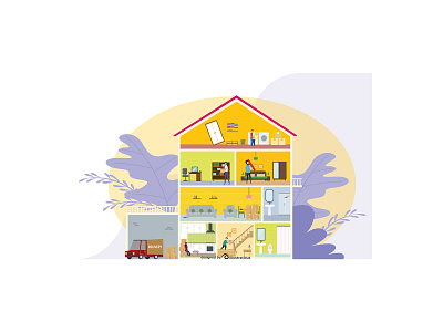 Moving into New House house illustration logistics shifting vector