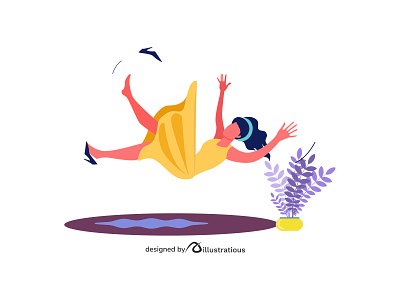 Slipping Woman falling greasy illustration slippery slipping vector