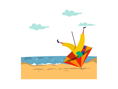 Falling Down beach error falling illustration trap tripped umbrella vector
