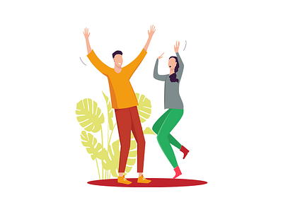 Dancing Couple couple dancing excited friends happy illustration party vector