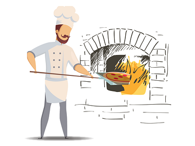 Pizza Chef baking chef cook illustration oven pizza recipe vector
