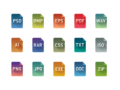 File Type Icon Set ai color eps file flat icon icons jpg png psd