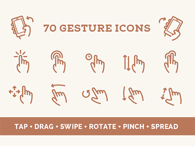 Gesture Vector Icon Set drag gesture hands icons pinch rotate spread swipe tap vector