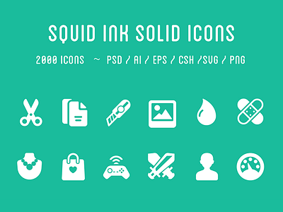 2000 Squid Ink Solid Icons