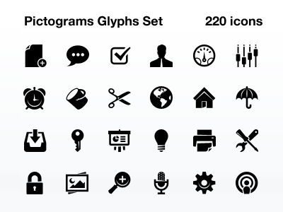 Pictograms Glyphs Set (Special Offer)