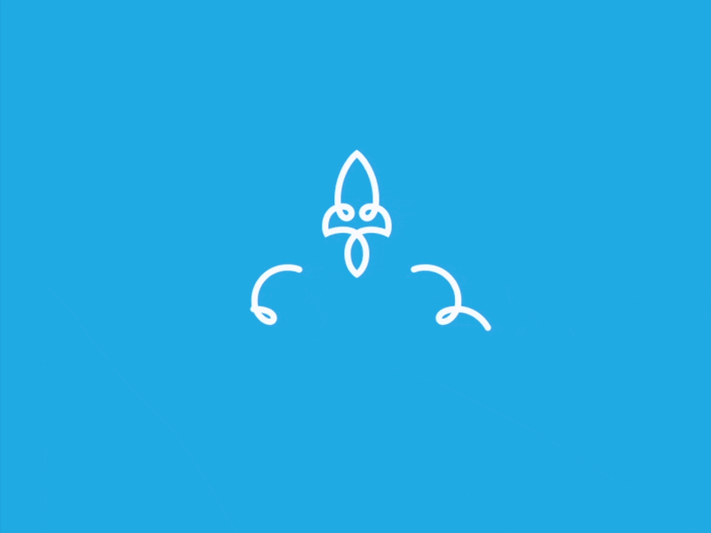 We Have Liftoff! animated logo app interface gif application ux flat interface jet fueled loading animation rocket launch startup product user experience