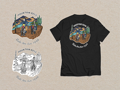 Mountain Boys - T-shirt design adobe illustrator artwork brand clothing color drawing illustration motorcycle mountain mountain bike mountain logo tshirt vector